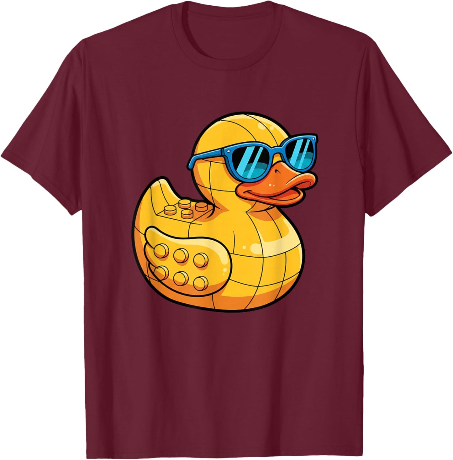 Cool Sunglasses Duck Building Block Birthday Kids T-Shirt - T-Shirt | Maroon