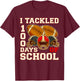 100 Days of School Football Boys Kids 100th Day of School T-Shirt - T-Shirt | Maroon