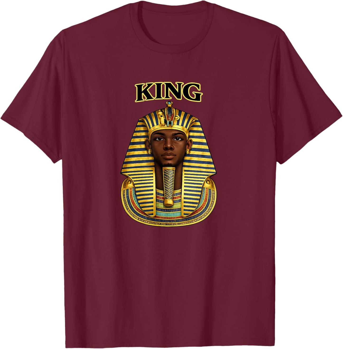 Black King African Royalty Egyptian Pharaoh Kemet Art T-Shirt - T-Shirt | Maroon