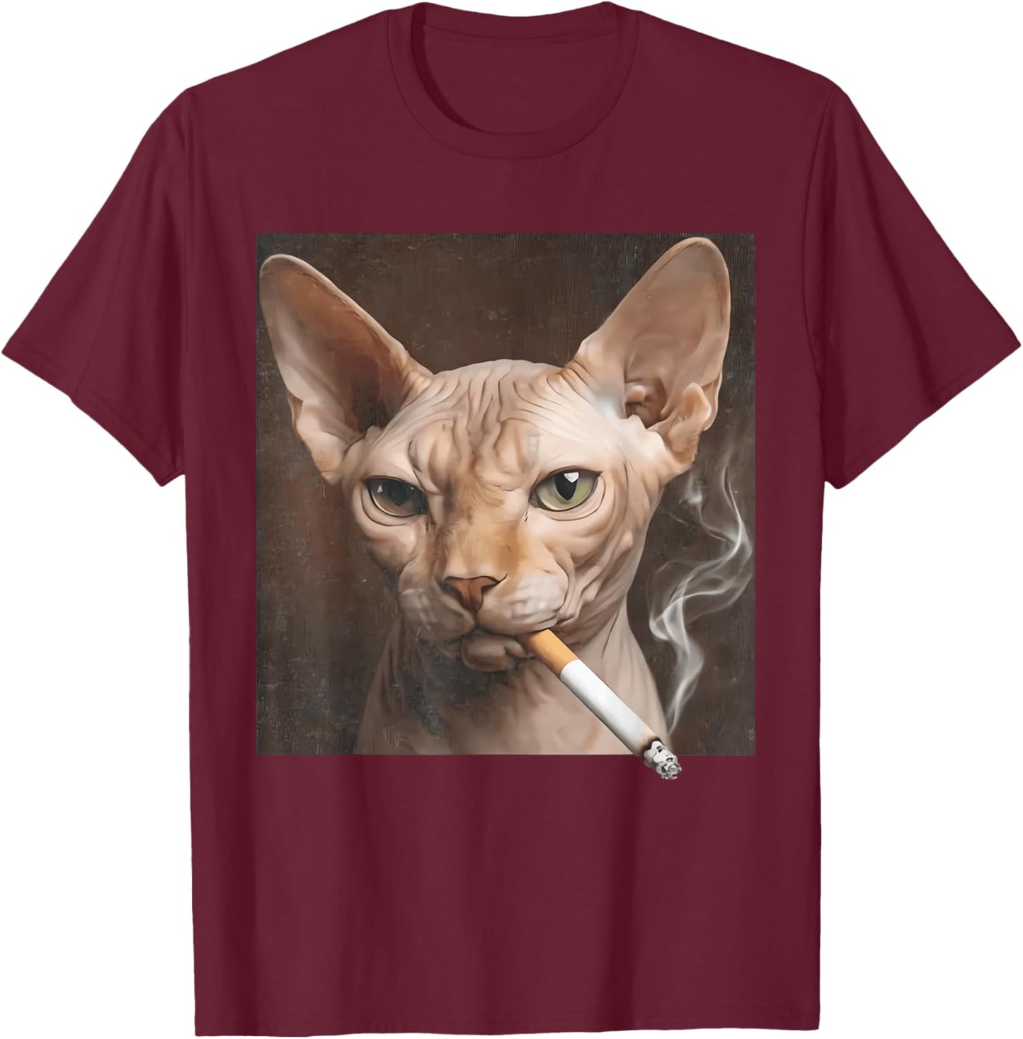 Funny Sphynx Cat Smoking Meme Lover Dog T-Shirt - T-Shirt | Maroon