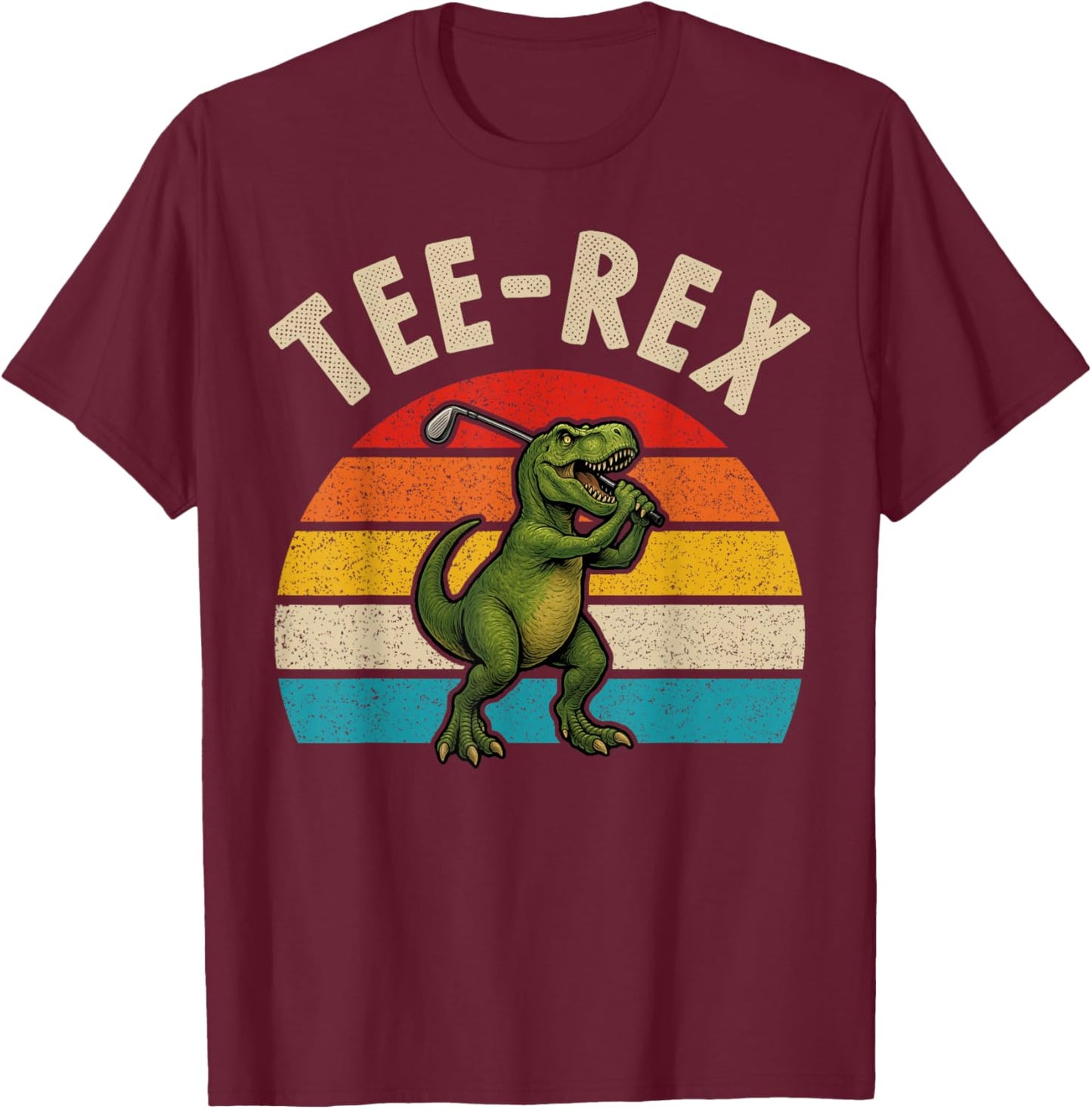 Rex Dinosaur Golfer Meme T-Shirt - T-Shirt | Maroon