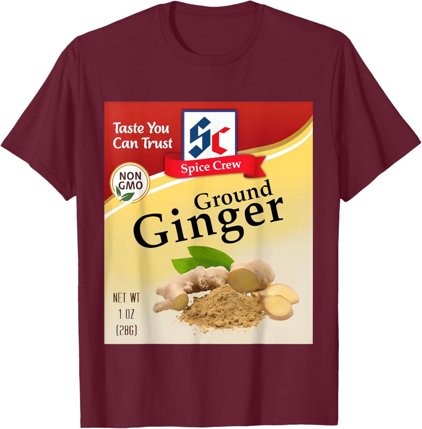 Ground Ginger Condiment Costume Holiday Spice Costumes Group T-Shirt - T-Shirt | Maroon