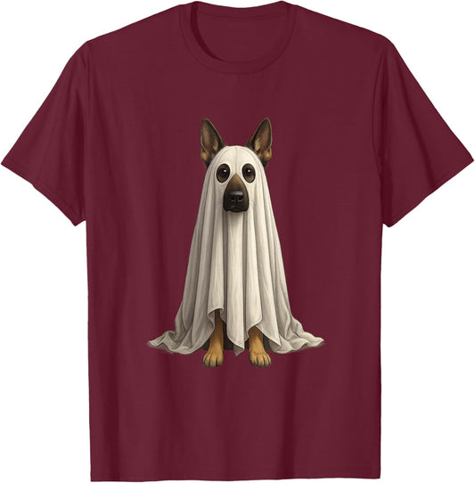 German Shepherd Ghost Halloween Costume Dog Owner Lover T-Shirt - T-Shirt | Maroon