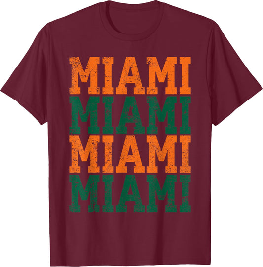 Miami Heart Vintage Men Women Kid T-Shirt - T-Shirt | Maroon