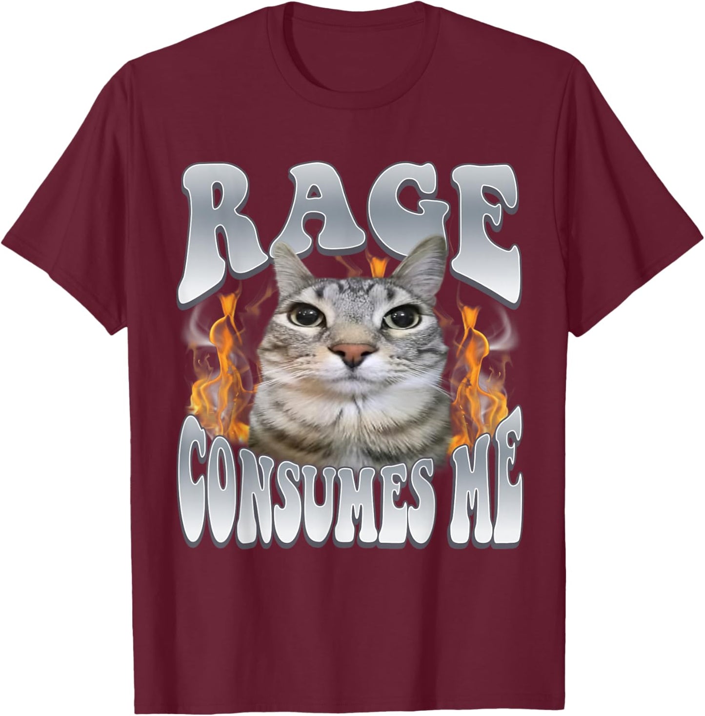 Rage Consumes Me Funny Cat Meme Vintage Unhinged Kitten T-Shirt - T-Shirt | Maroon