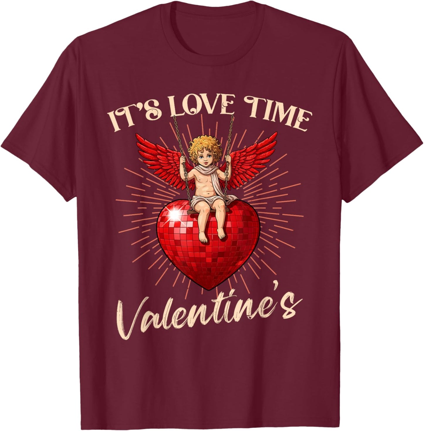 It's Love Time' Cute Cupid Valentine, for Valentine Day Fun T-Shirt - T-Shirt | Maroon