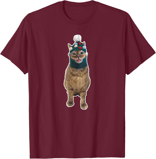 Gumbus Tree, Christmas Cat T-Shirt - T-Shirt | Maroon