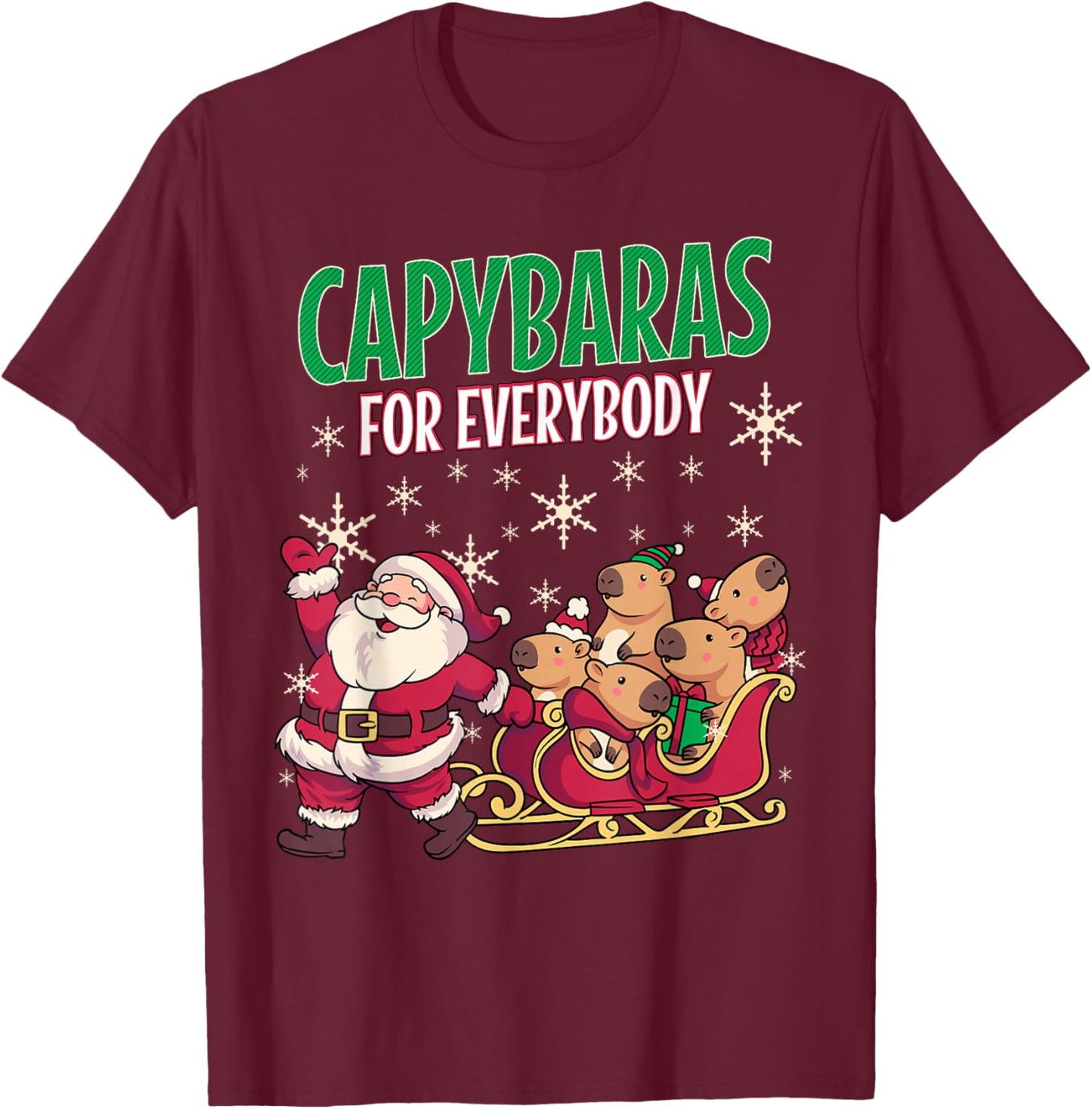 Ugly Christmas Men Kinds Women Funny Capybara T-Shirt - T-Shirt | Maroon
