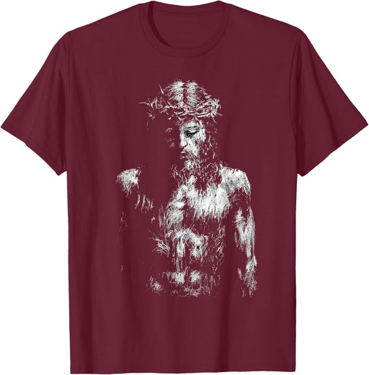 Jesus Christ Crown of Thorns T-Shirt - T-Shirt | Maroon