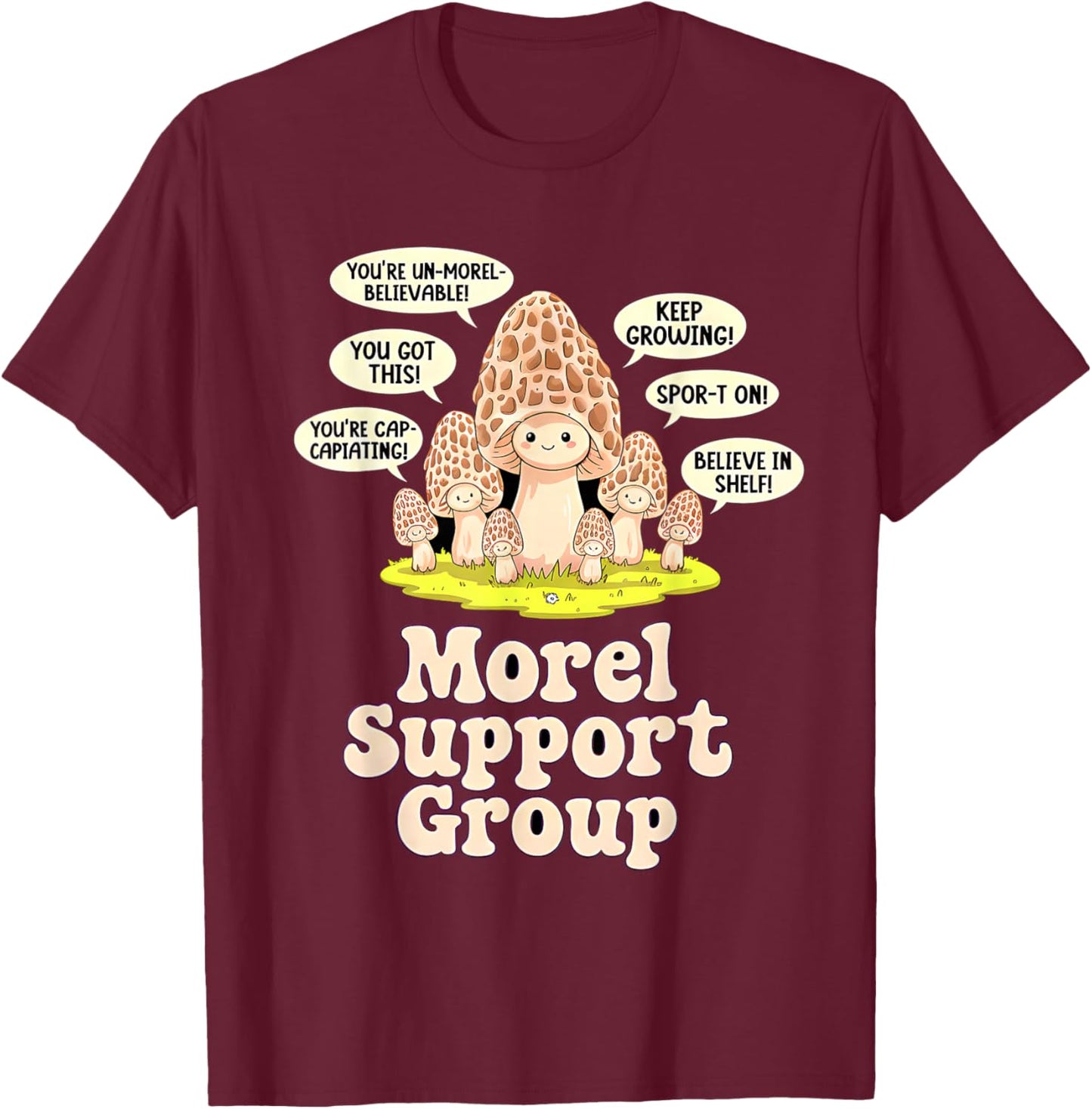 Morel Mushroom Hunting Funny T-Shirt - T-Shirt | Maroon