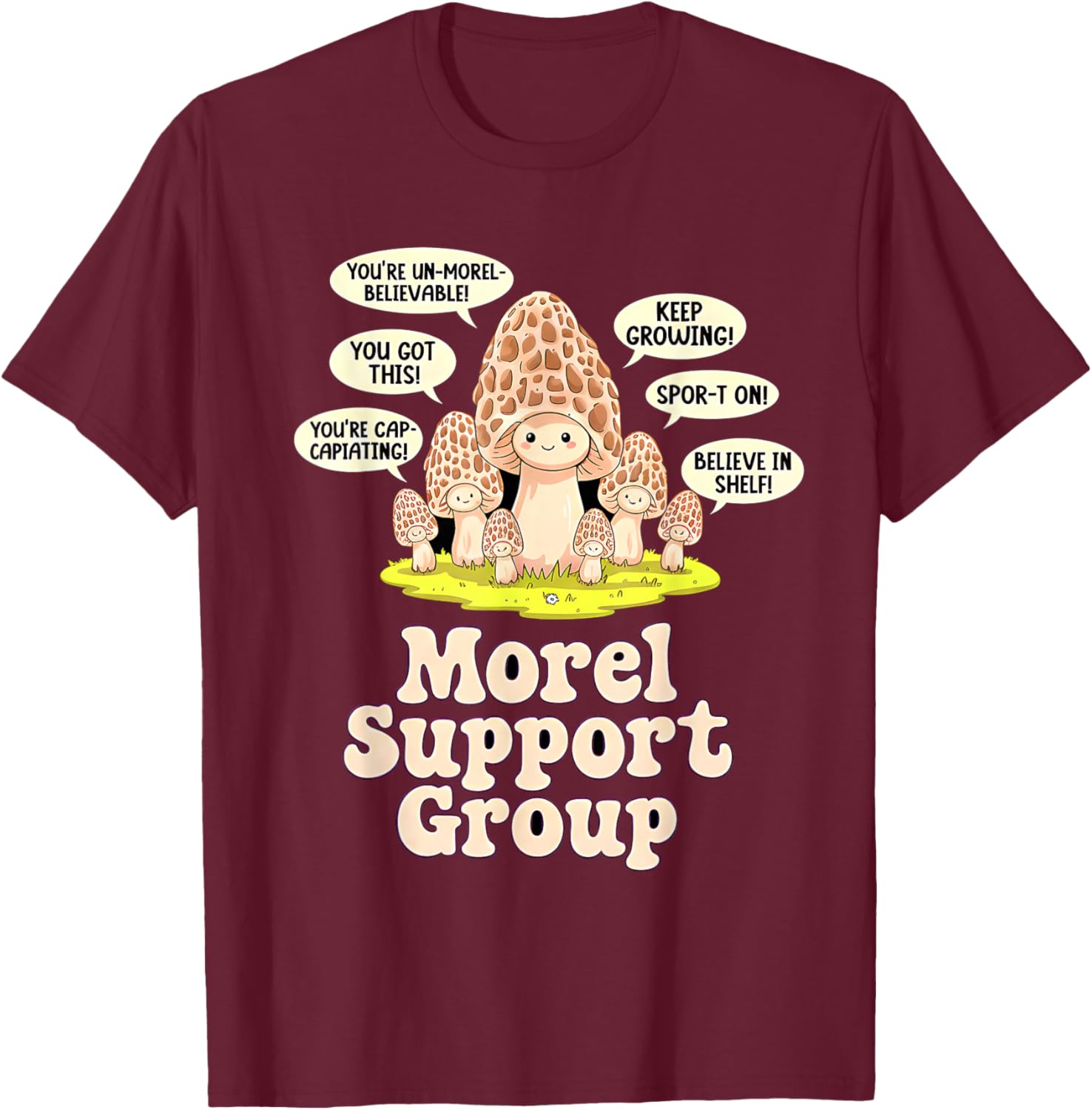 Morel Mushroom Hunting Funny T-Shirt - T-Shirt | Maroon