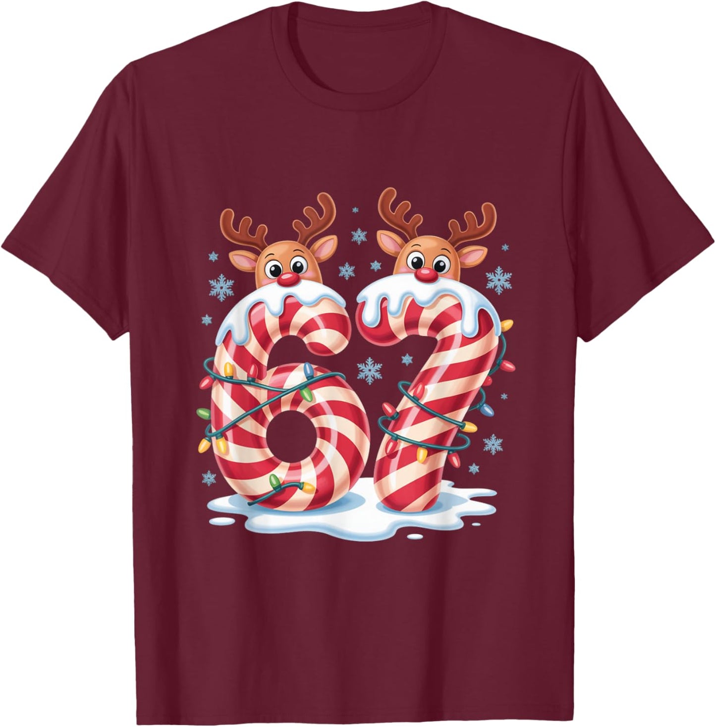 Christmas 67 Funny Xmas Six Seven Ugly Sweater 6-7 T-Shirt - T-Shirt | Maroon