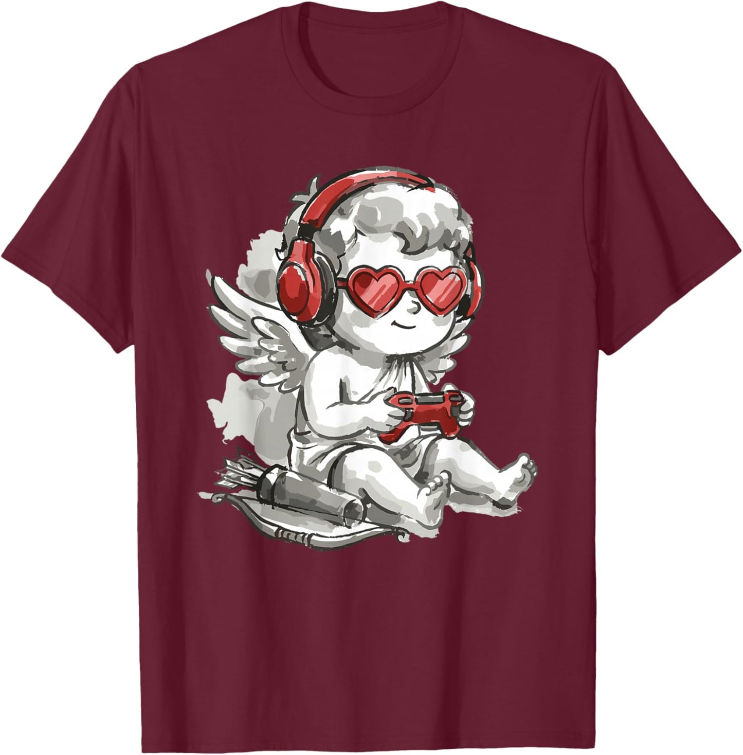 Video Games Cupid Gamer Funny St. Valentine's Day T-Shirt - T-Shirt | Maroon