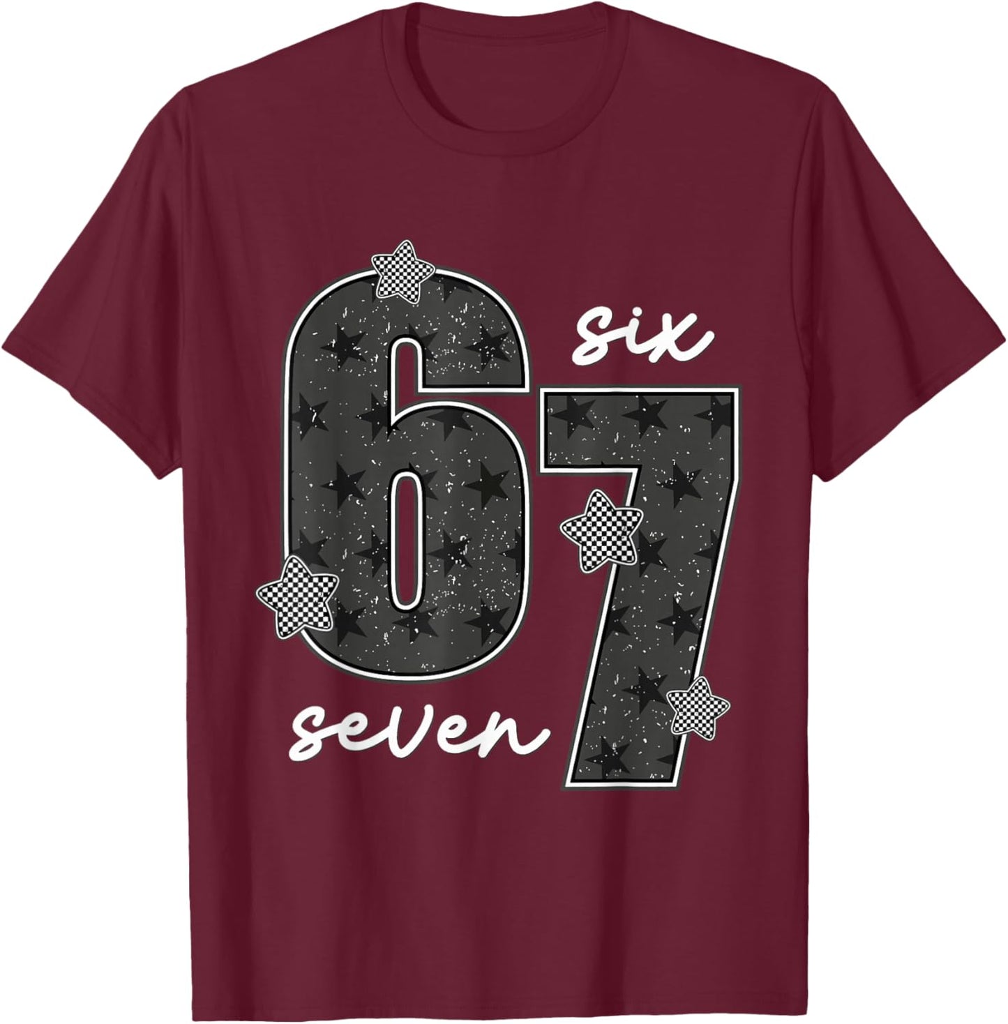 Floral Funny Women Girls 67 Six Seven Meme T-Shirt - T-Shirt | Maroon