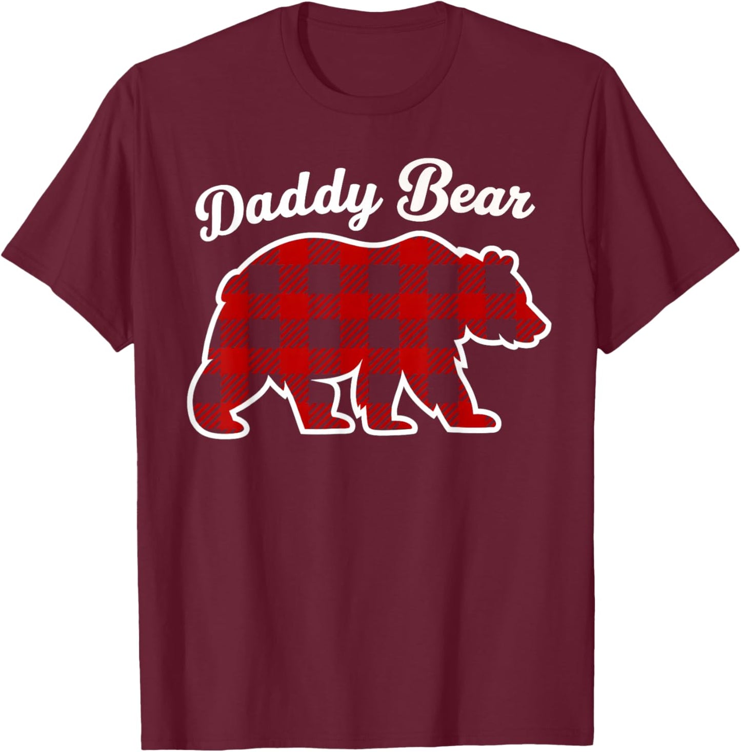 Daddy Bear Buffalo Red Plaid Matching Family Christmas T-Shirt - T-Shirt | Maroon