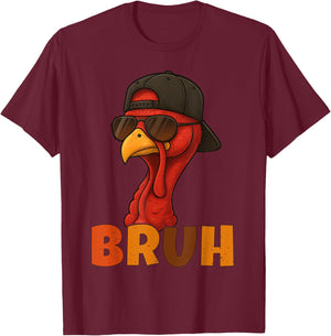 Bruh Funny Thanksgiving Turkey Day for Boys Teens Kids T-Shirt - T-Shirt | Maroon