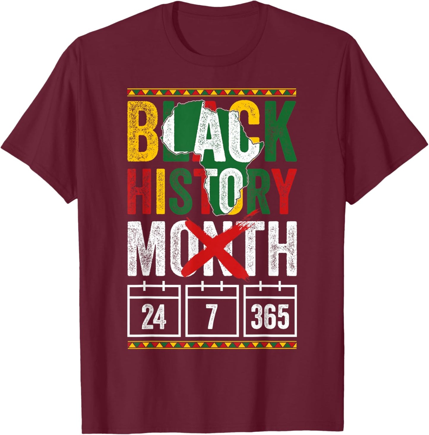 Black History Month Patriotic African American Men Women T-Shirt - T-Shirt | Maroon