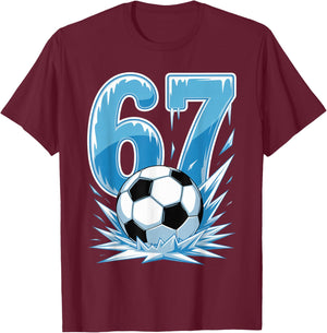 Frozen Soccer 67 Ice Sports Number Winter Style T-Shirt - T-Shirt | Maroon