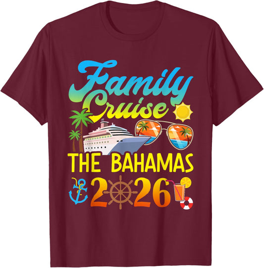 Bahamas Family Cruise 2026 T-Shirt - T-Shirt | Maroon