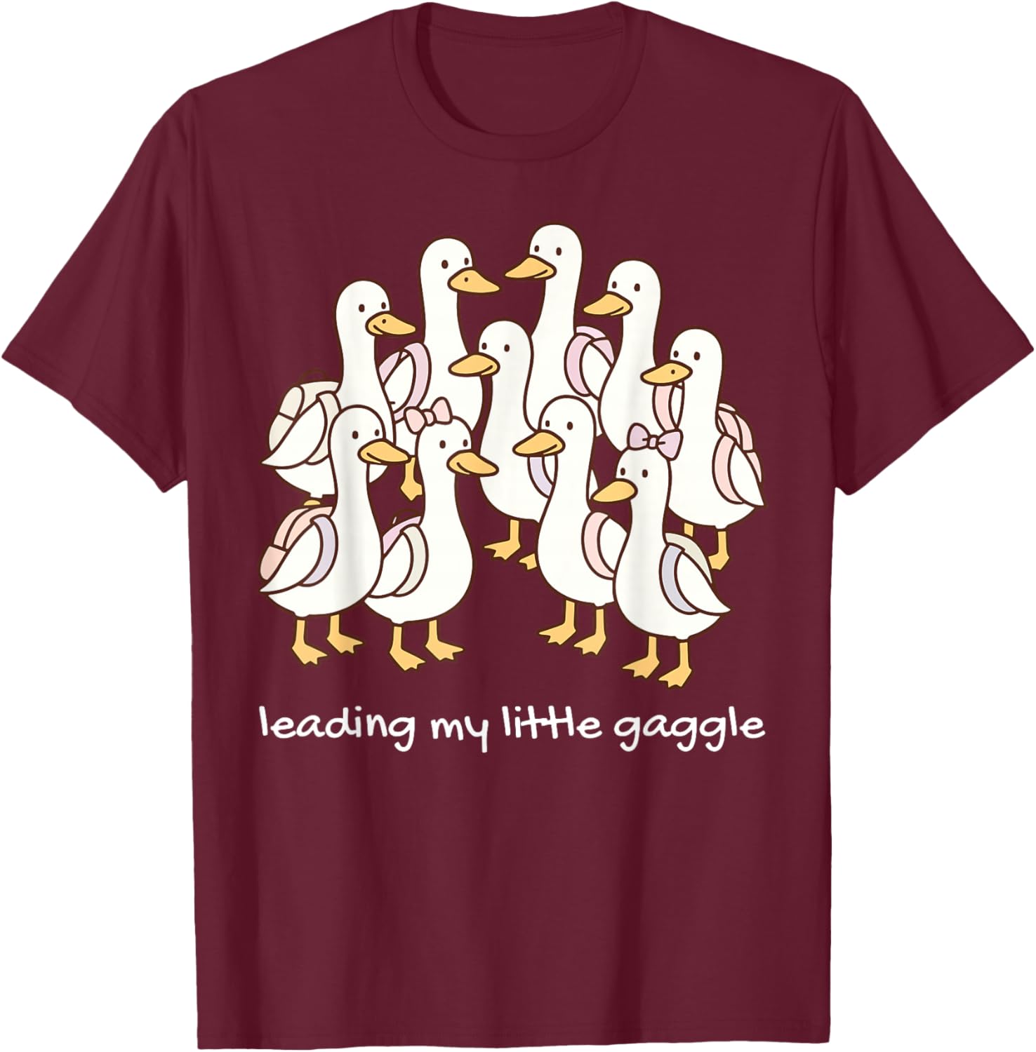 Leading My Little Gaggle Silly Goose Student Group Matching T-Shirt - T-Shirt | Maroon