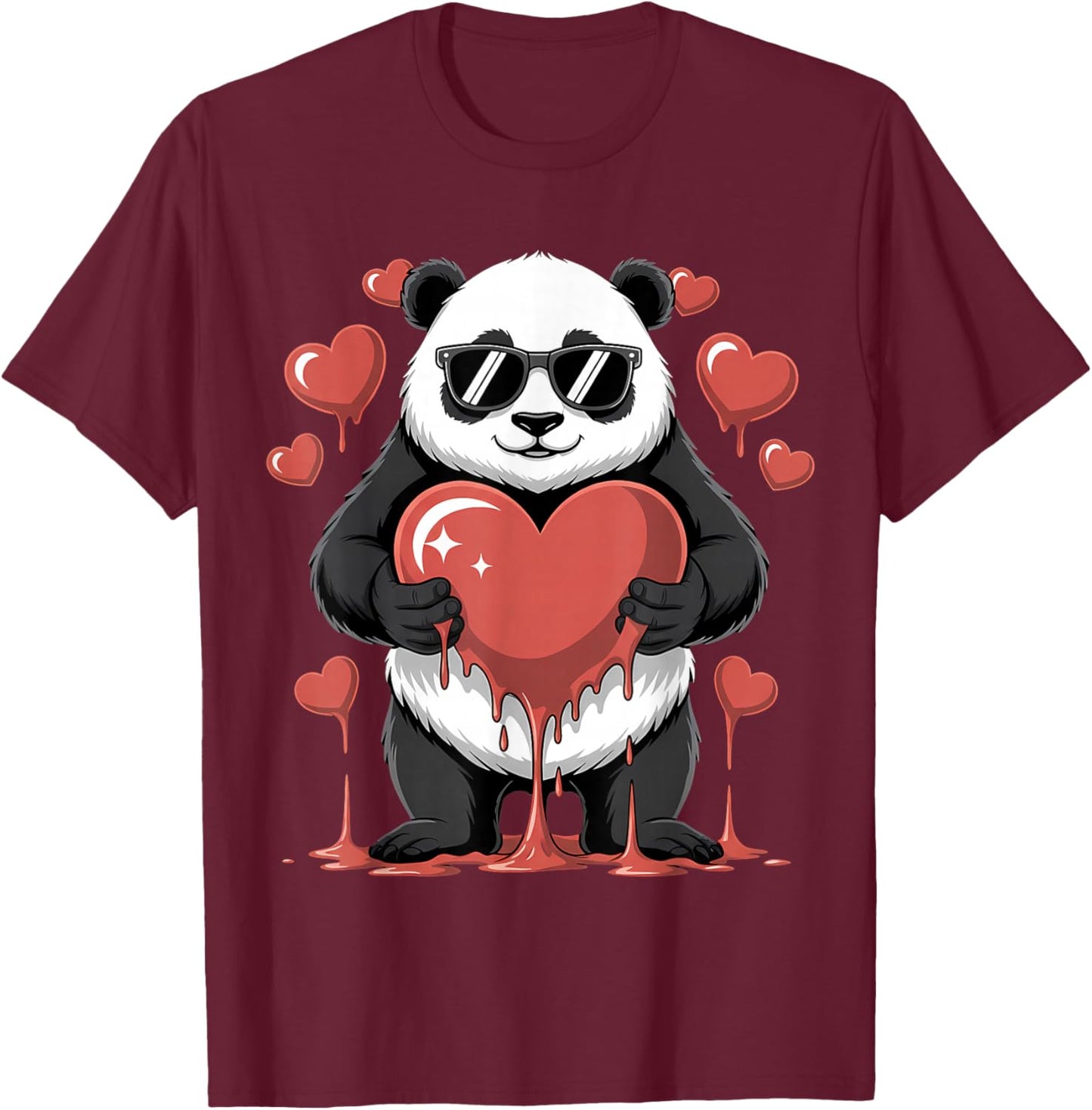 Valentines Day Cute Valentine Panda Lover T-Shirt - T-Shirt | Maroon