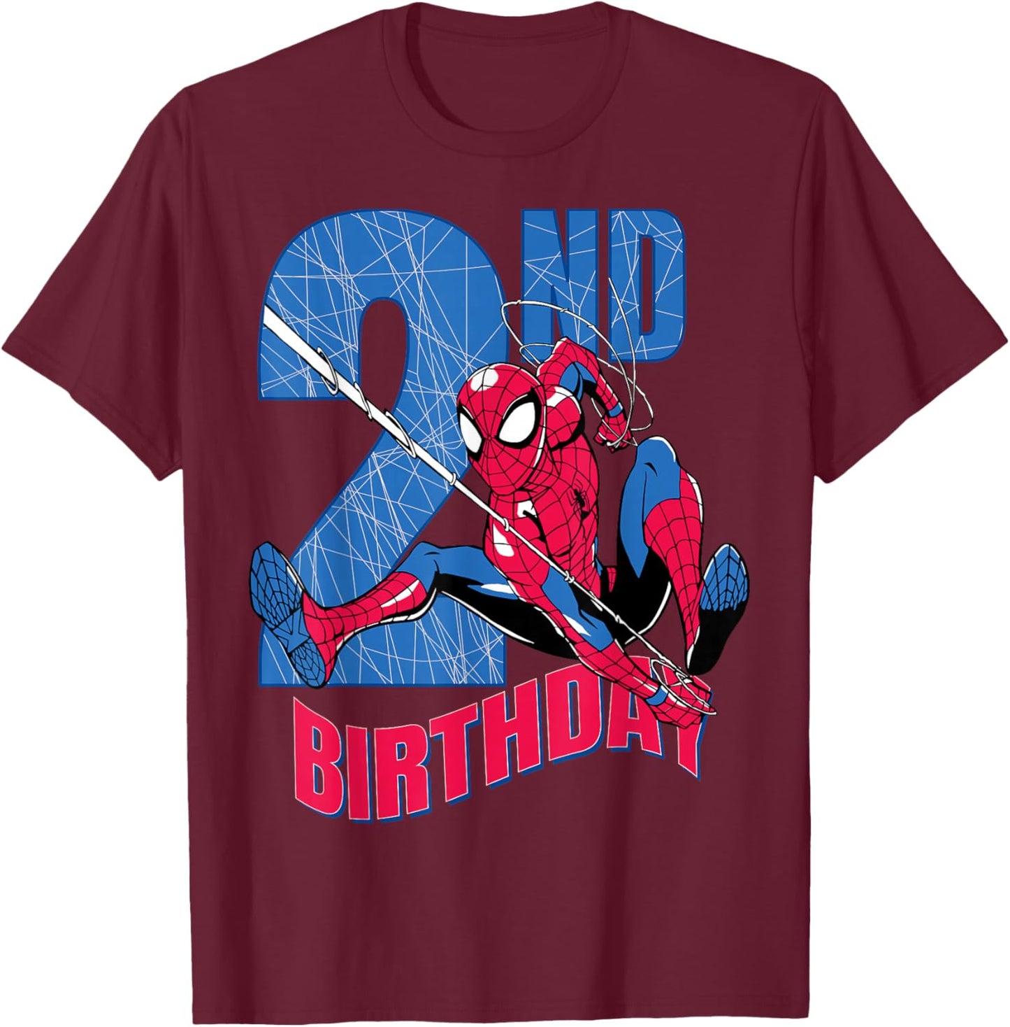 Marvel Comics Spider-Man 2nd Birthday Hero Web Action T-Shirt - T-Shirt | Maroon