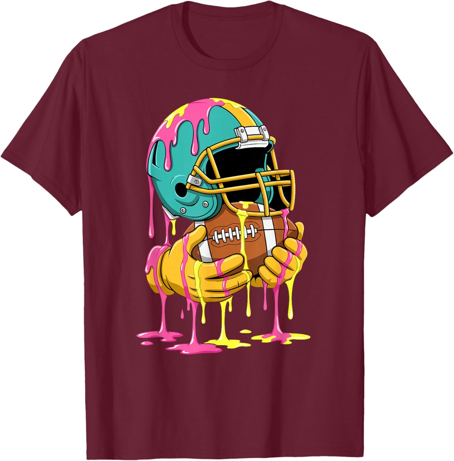 Funny Football Drip Boys Ice Cream Respect Street Style T-Shirt - T-Shirt | Maroon