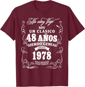 Vintage 48th Birthday Men Funny 1978 48 Birthday Spanish T-Shirt - T-Shirt | Maroon