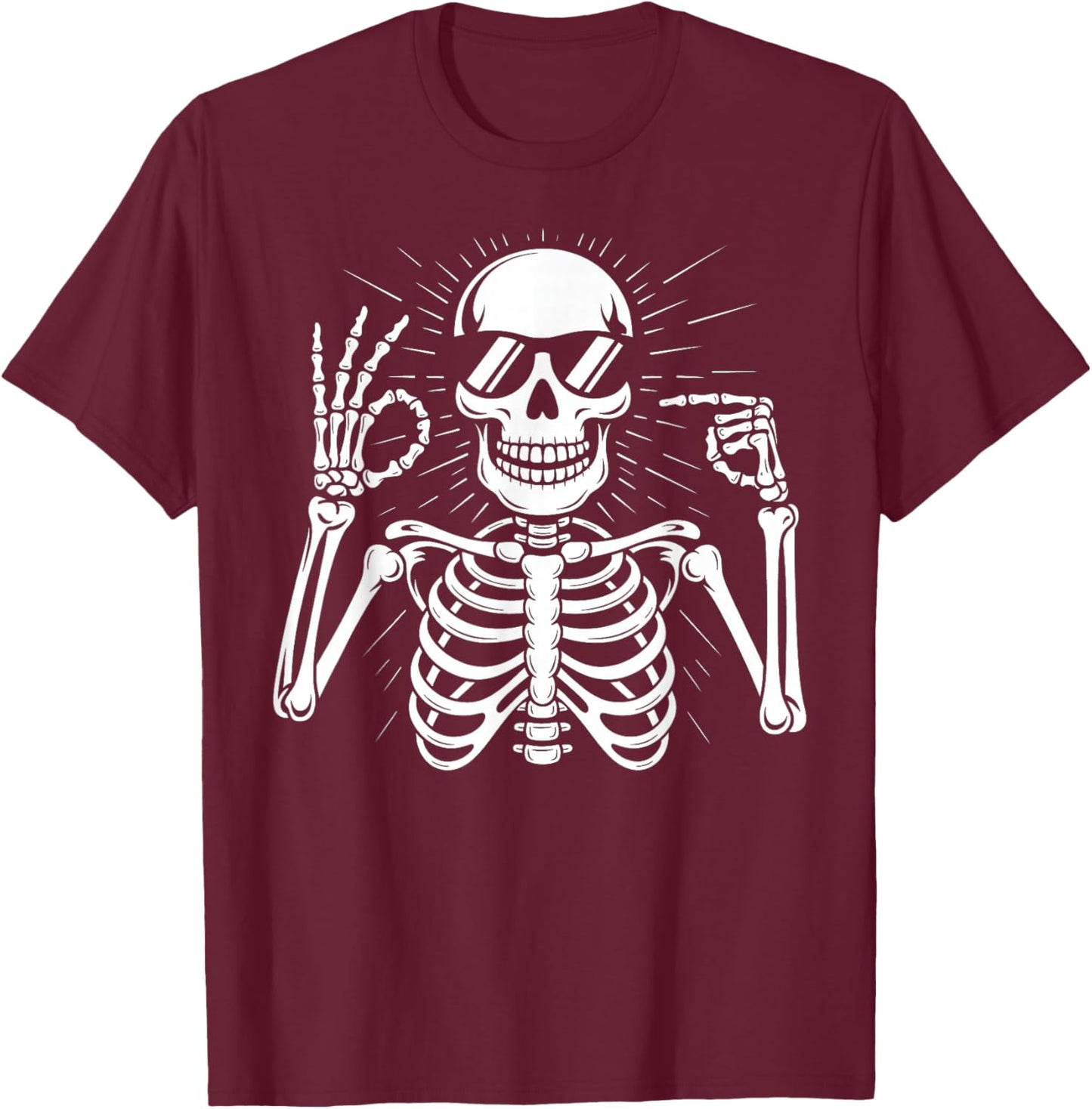 67 Skeleton Six Seven Halloween T-Shirt - T-Shirt | Maroon