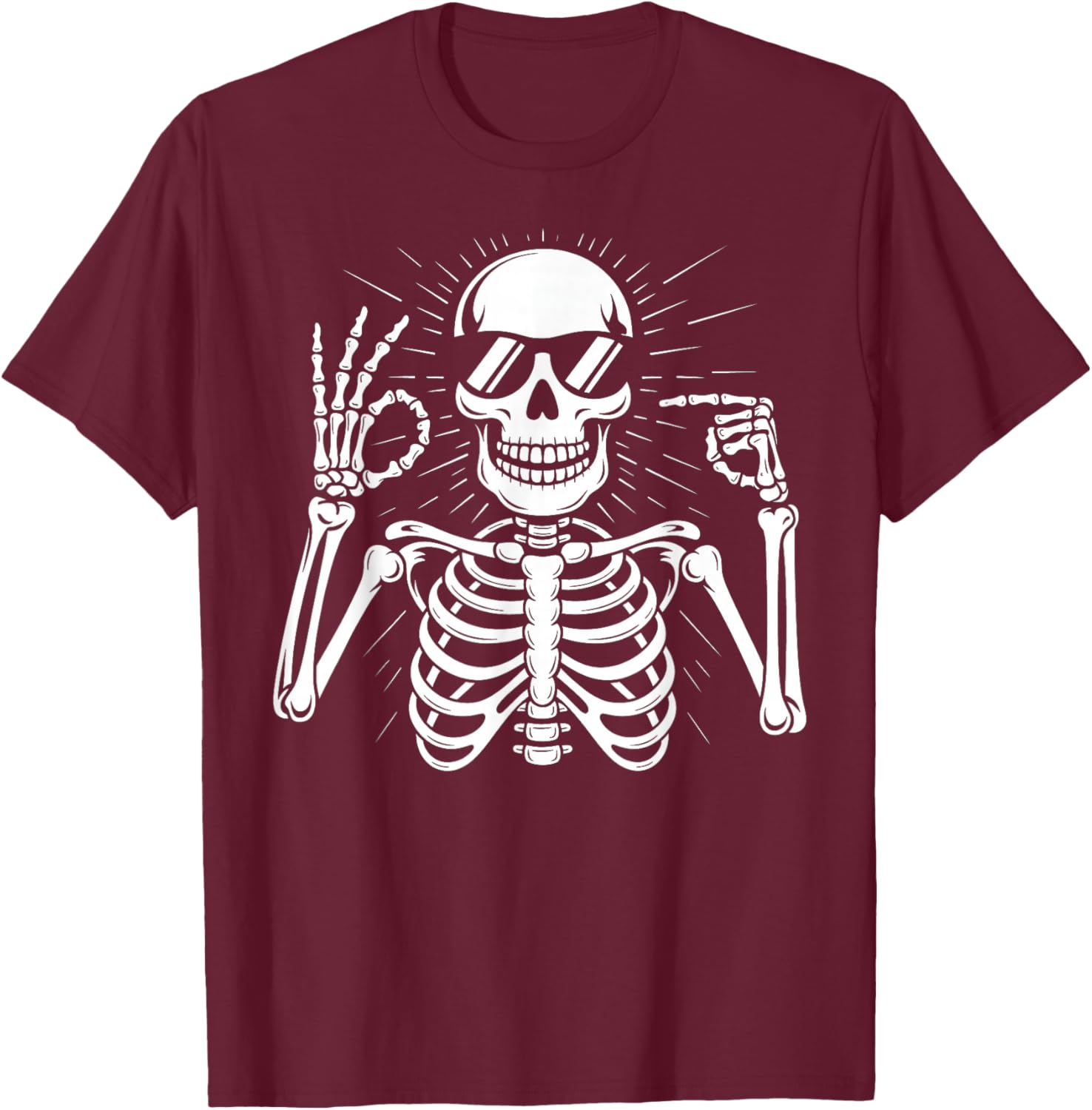 67 Skeleton Six Seven Halloween T-Shirt - T-Shirt | Maroon