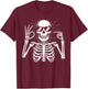 67 Skeleton Six Seven Halloween T-Shirt - T-Shirt | Maroon