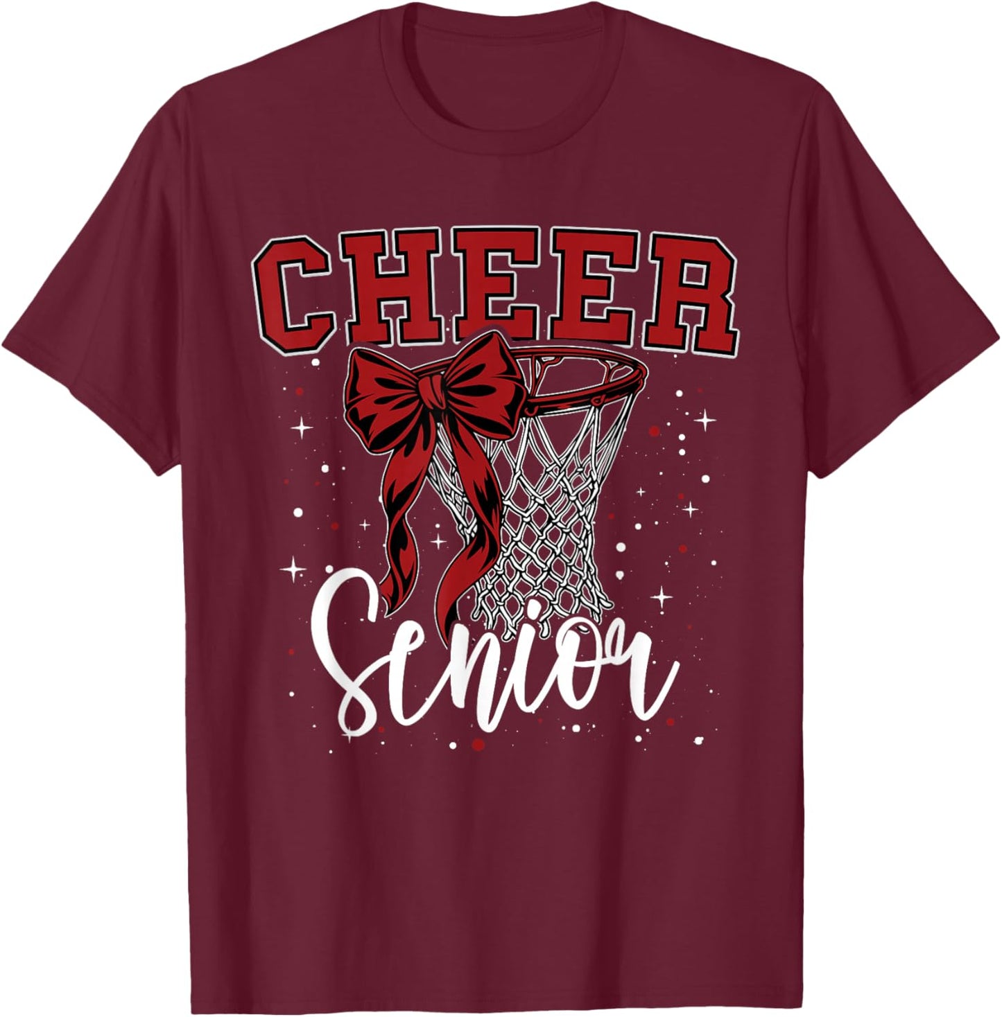 Proud Basketball Cheer Senior 2026 Cheerleading Green Team T-Shirt - T-Shirt | Maroon