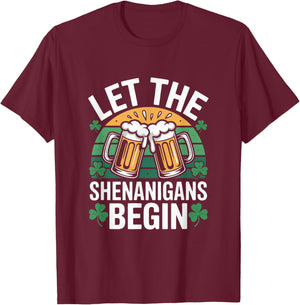 Let The Shenanigans Begin Irish St Patricks Day Beer T-Shirt - T-Shirt | Maroon