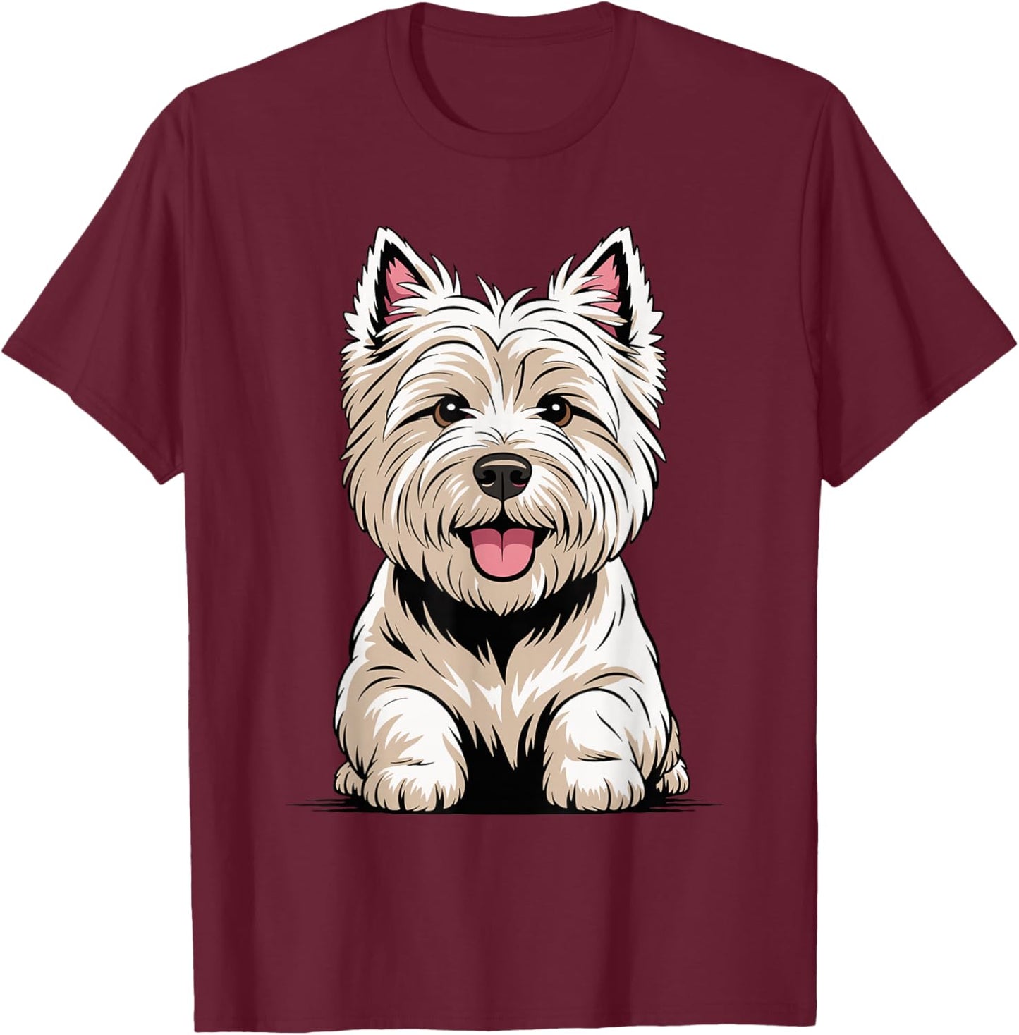 Cute Puppy Breed Artistic Westie West Highland White Terrier T-Shirt - T-Shirt | Maroon