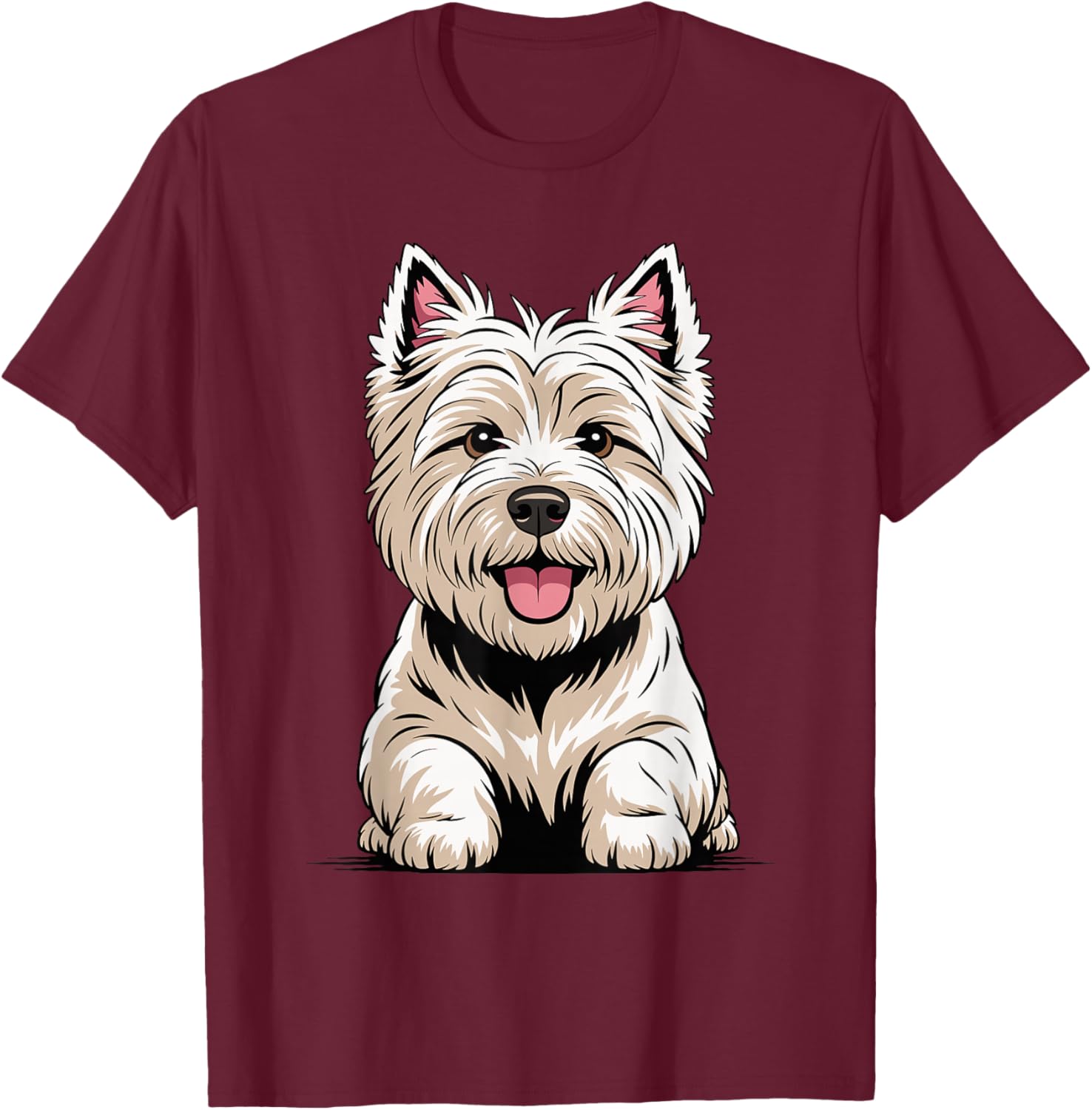 Cute Puppy Breed Artistic Westie West Highland White Terrier T-Shirt - T-Shirt | Maroon