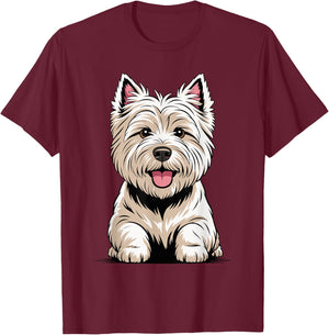 Cute Puppy Breed Artistic Westie West Highland White Terrier T-Shirt - T-Shirt | Maroon
