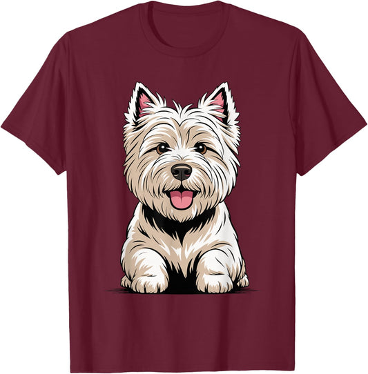 Cute Puppy Breed Artistic Westie West Highland White Terrier T-Shirt - T-Shirt | Maroon