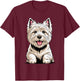 Cute Puppy Breed Artistic Westie West Highland White Terrier T-Shirt - T-Shirt | Maroon