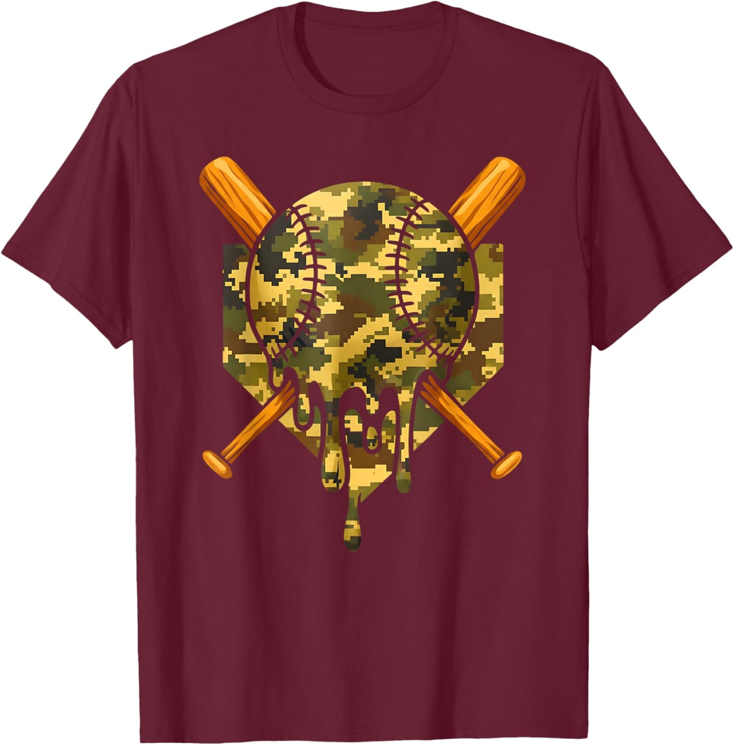 Baseball Camo Boys Ice Cream Youth Baseball T-Shirt - T-Shirt | Maroon