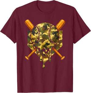 Baseball Camo Boys Ice Cream Youth Baseball T-Shirt - T-Shirt | Maroon