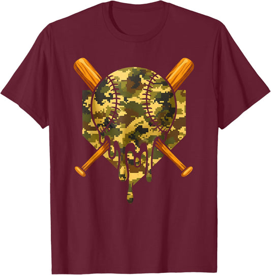 Baseball Camo Boys Ice Cream Youth Baseball T-Shirt - T-Shirt | Maroon