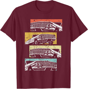 Vintage Old School Lowrider Car Chicano Art Los Angeles T-Shirt - T-Shirt | Maroon
