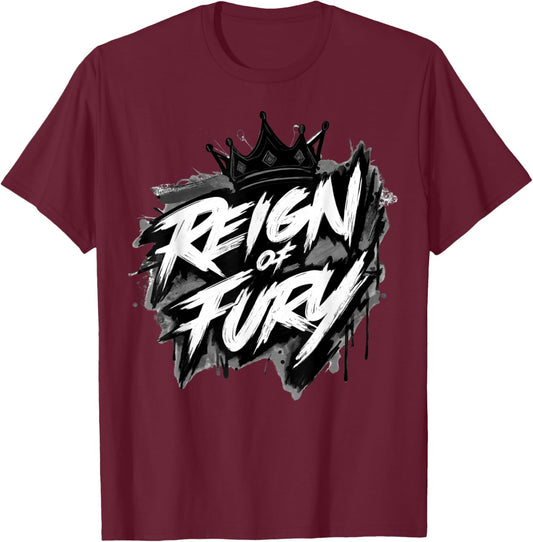 Reign of Fury Martial Arts Combat Graphic Design T-Shirt - T-Shirt | Maroon