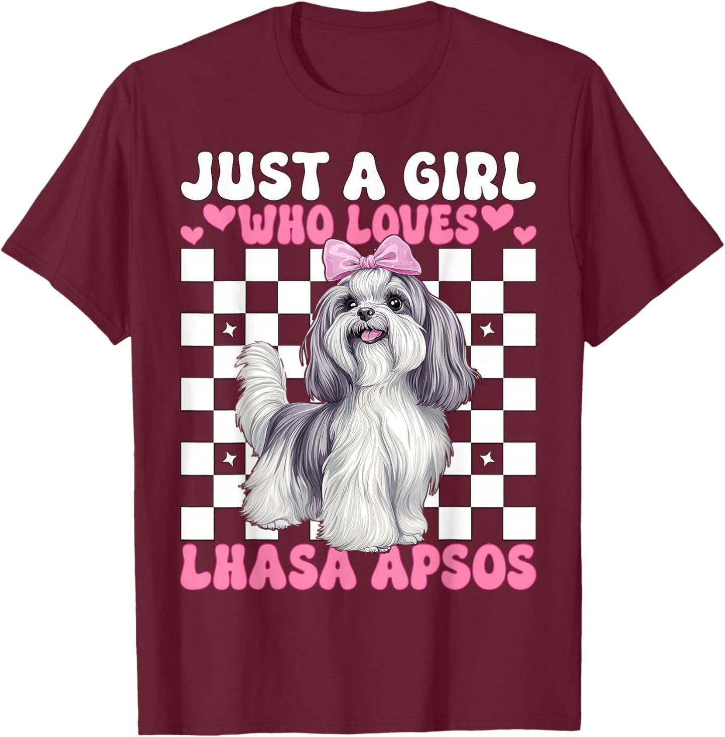 Just A Girl Who Loves Lhasa Apsos Lhasa Apso Dog Coquette T-Shirt - T-Shirt | Maroon