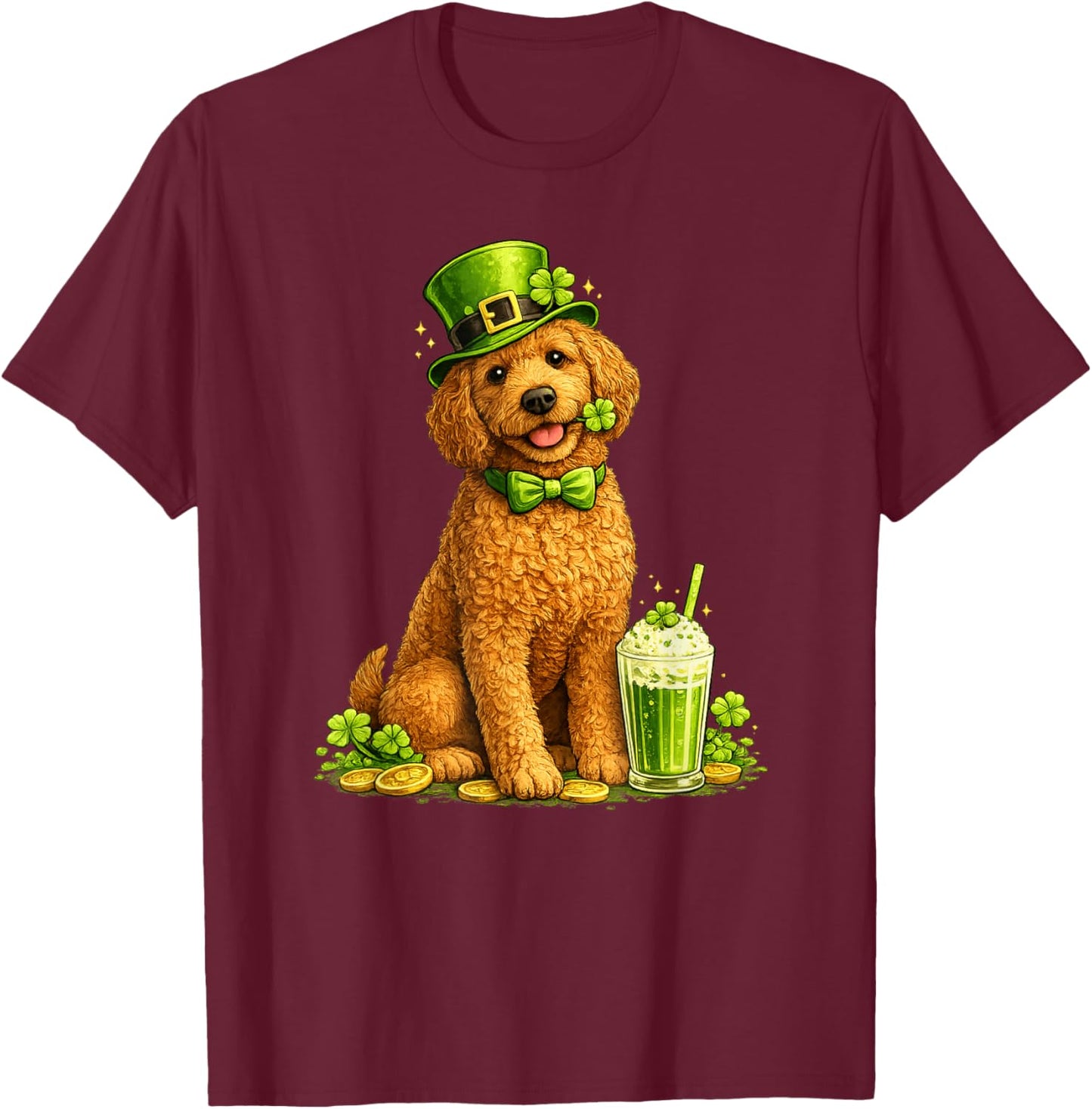 St Patrick's Day Labradoodle Dog T-Shirt - T-Shirt | Maroon
