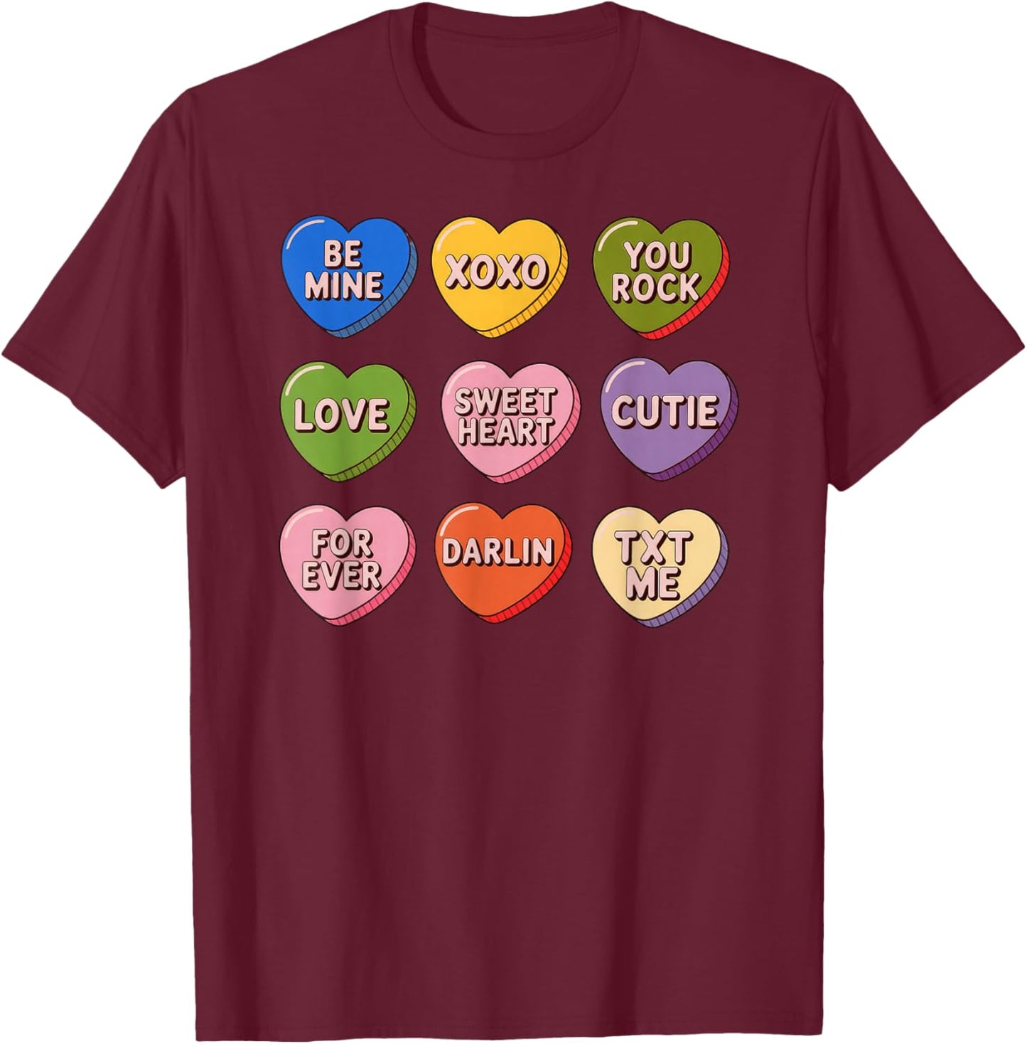 Valentine Hearts Candy be Mine T-Shirt - T-Shirt | Maroon