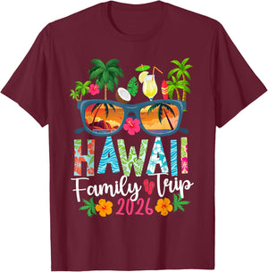 Hawaii Family Trip 2026 Hawaii Family Vacation Travel T-Shirt - T-Shirt | Maroon