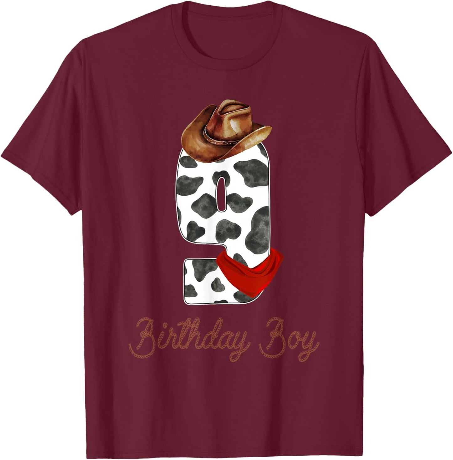 It's My 9th Birthday Boy Vintage 9 Years Old Boys Cowboy T-Shirt - T-Shirt | Maroon