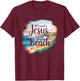 All I Need Jesus and The Beach Funny Christian Sun Vacation T-Shirt - T-Shirt | Maroon