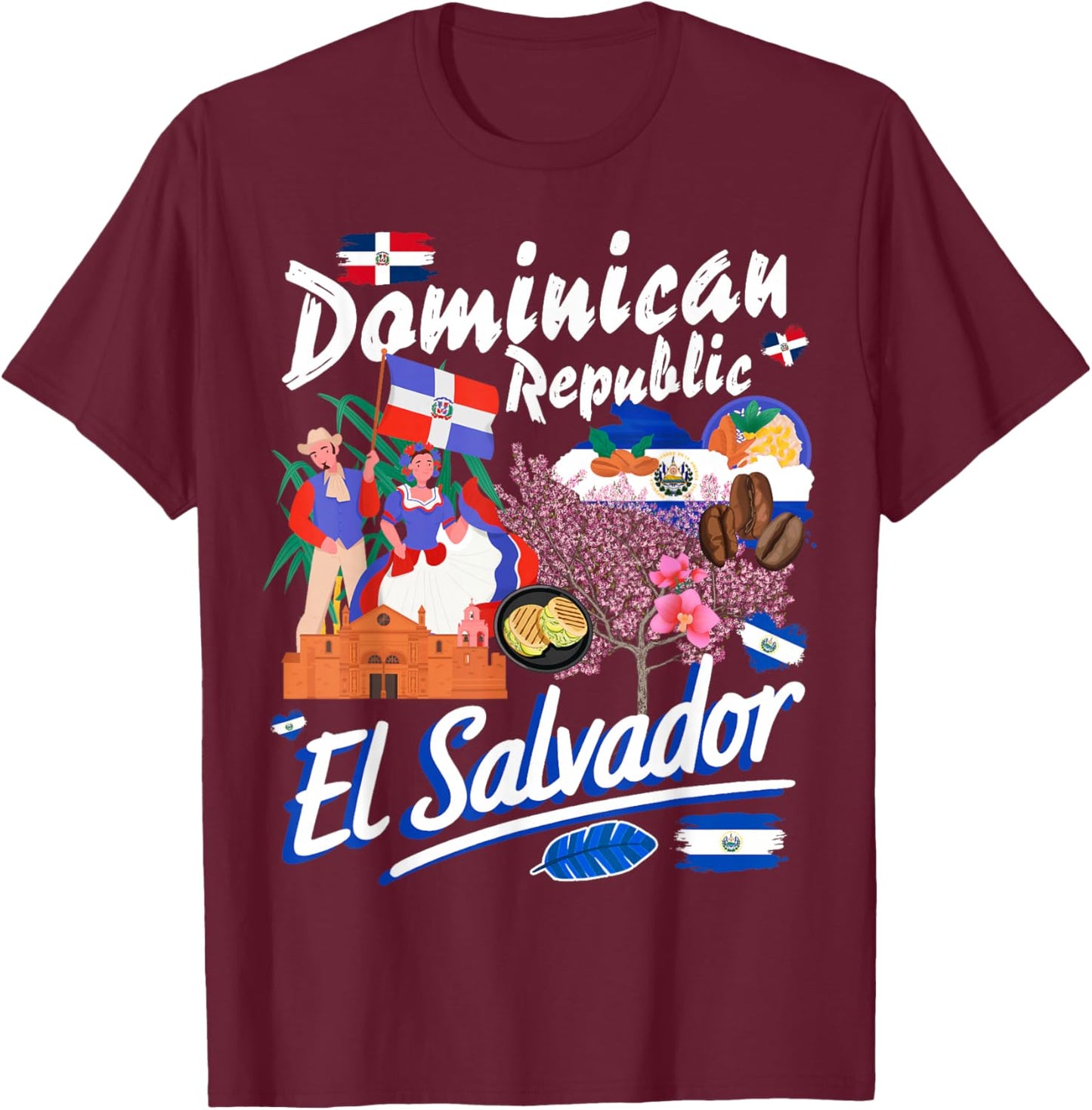 Dominican & Salvadorian Idea for Kids Dominicano El Salvador T-Shirt - T-Shirt | Maroon